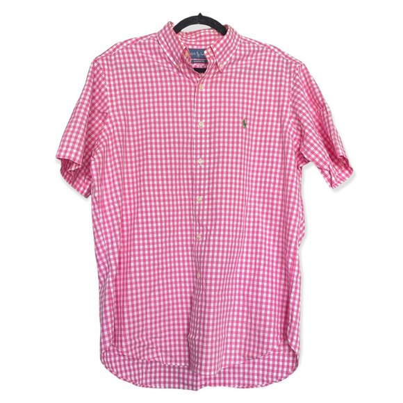 Ralph Lauren Polo Pink & White Plaid Button Down Men's Large - Picture 1 of 5